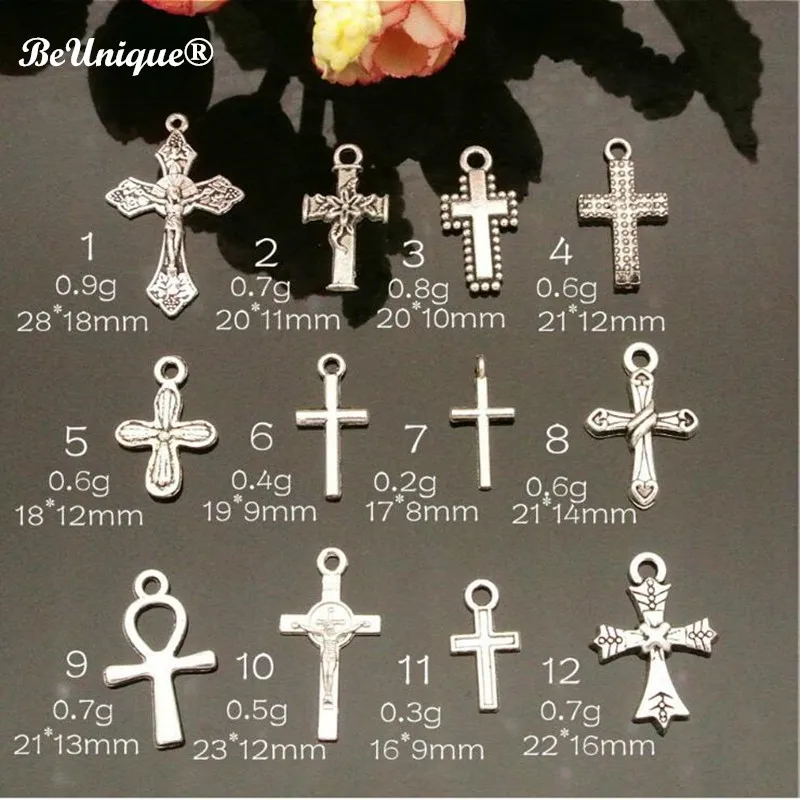 12 Mini Crucifix Charms Christian Faith Very Small Cross Pendants Religious Catholic Rosary Parts Jewelry Supplies 18x9 mm